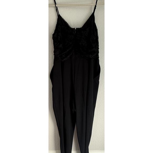 Express Womens Lace Bodice Cami Jumpsuit V-Neck Sleeveless Black Size XL - Picture 4 of 8
